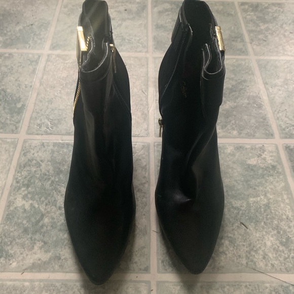 Calvin Kline bootie; black with gold accents - Picture 2 of 4